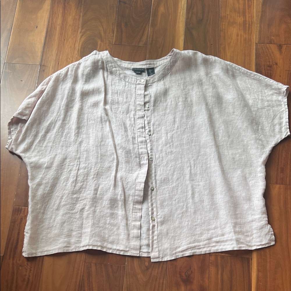 Tahari Women's Linen Button-Up Blouse - Light Cream